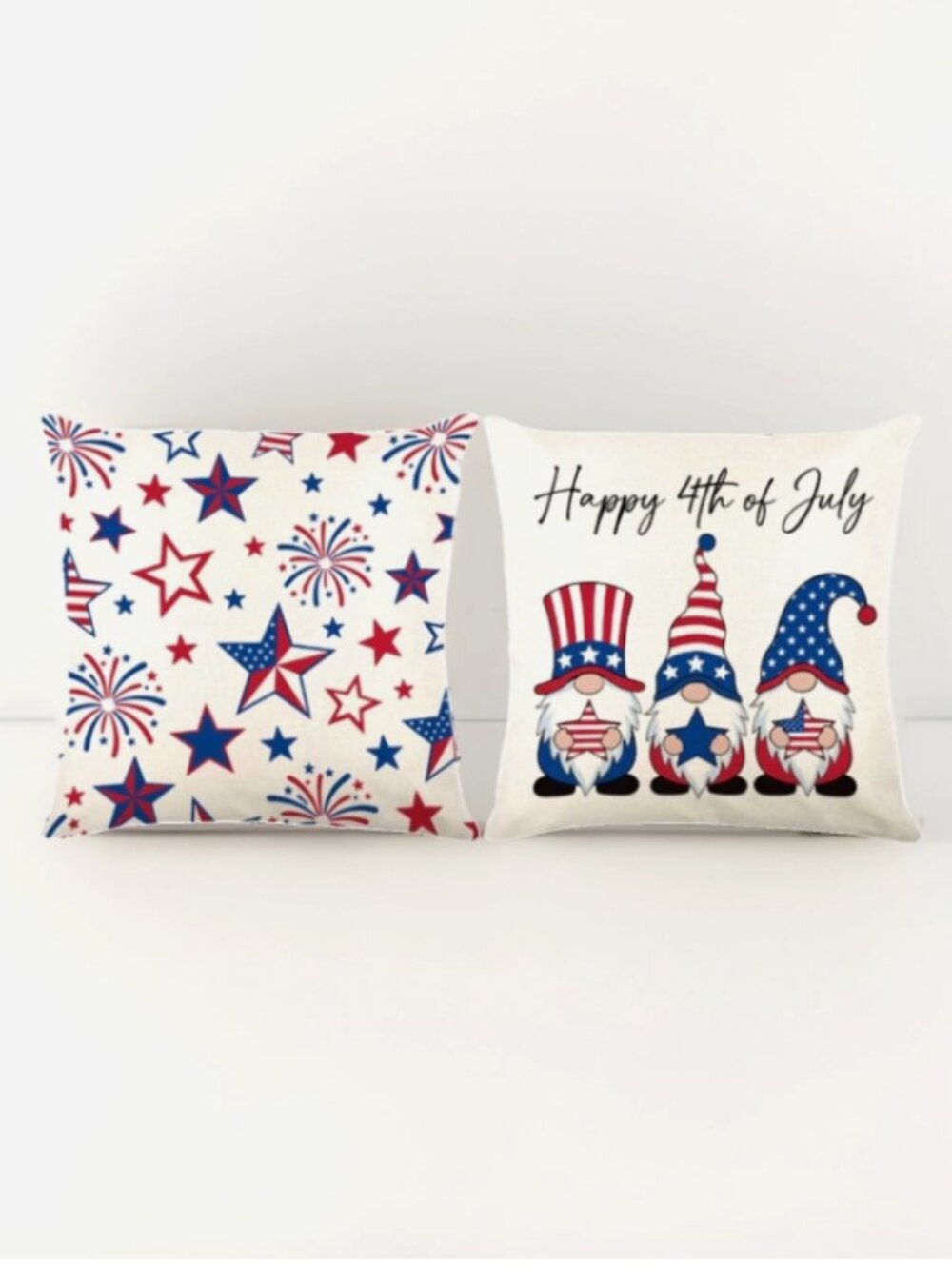 USA Patriotic 4th Of July Pillow Cover Set America 250 Decor Stars Fireworks NEW